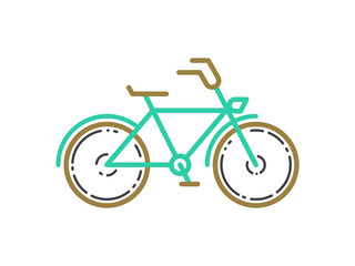 Graceful vintage mint-colored bycicle icon Vector bike illustration in trendy linear style