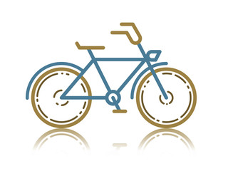 Vector bycicle icon in linear style Modern illustration of healthy transport isolated on white background