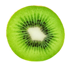 Slice of Kiwi Fruit  isolated on white background, macro. Fresh Kiwi - perfect for product design