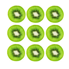 Fototapeta premium Slice Kiwi Fruit seamless pattern. Tropical Kiwi fruits isolated on the white background, close up.