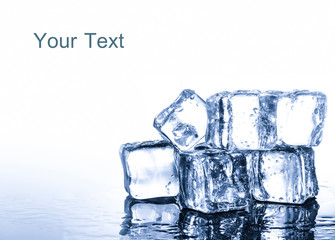 Ice cubes group on white background with clipping path