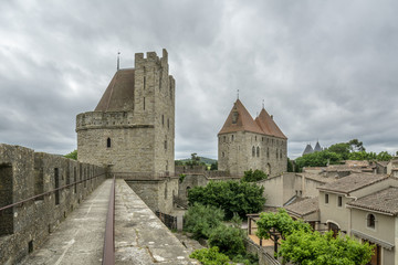 Fototapeta na wymiar Ciudad fortificada de Carcassonne en Francia 