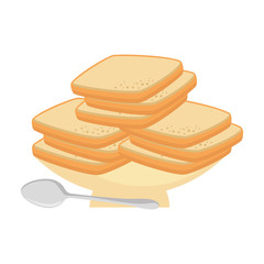 delicious breads sliced in dish vector illustration design