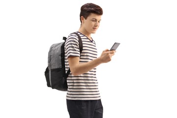 Teenage student with a phone