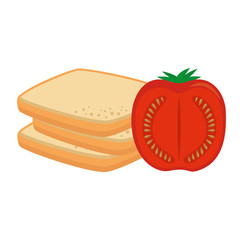 delicious breads sliced and tomatoes vector illustration design