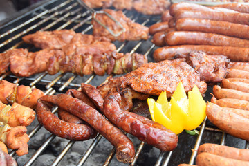 sausage skewers grilled with paprika
