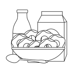sweet donuts in dish with milk vector illustration design
