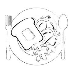 dish with delicious breakfast menu vector illustration design