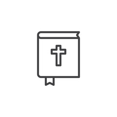 Holy bible book with bookmark outline icon. linear style sign for mobile concept and web design. Religion and christianity simple line vector icon. Symbol, logo illustration. Pixel perfect vector 