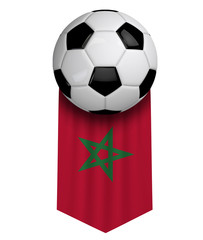 Morocco soccer ball flag cloth hanging banner. 3D Rendering