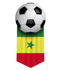 Fototapeta premium Senegal soccer ball flag cloth hanging banner. 3D Rendering
