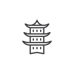 Japanese temple outline icon. linear style sign for mobile concept and web design. Taoism simple line vector icon. Symbol, logo illustration. Pixel perfect vector graphics