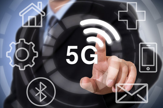 5G iot integration mobile telecommunication business IT web networking concept.