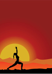Yoga evening for health Big sunset