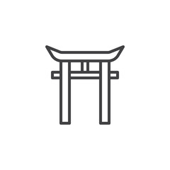 Shinto Shrine outline icon. linear style sign for mobile concept and web design. Japanese Torii Gate simple line vector icon. Symbol, logo illustration. Pixel perfect vector graphics