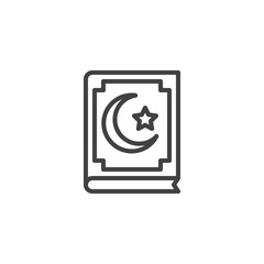 Holy Quran outline icon. linear style sign for mobile concept and web design. Quran Islamic book simple line vector icon. Symbol, logo illustration. Pixel perfect vector graphics