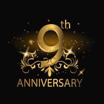 9th Anniversary Logo With Gold Color