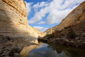 Fototapeta na wymiar sky reflection in the desert canyon water