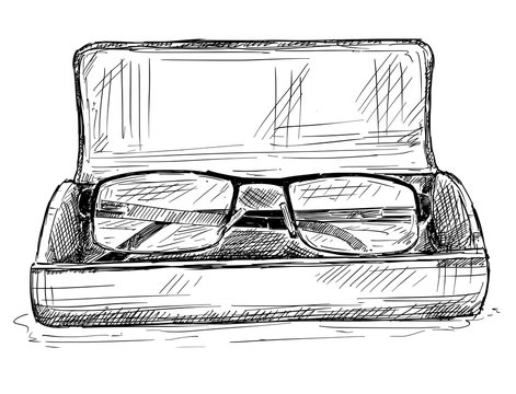 Vector artistic pen and ink sketch drawing illustration of glasses in 