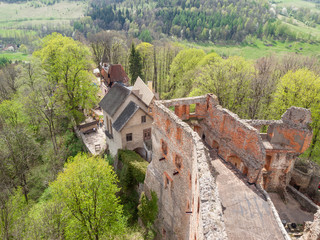 View of Grodno Castle in Zagorze Slaskie, Poland