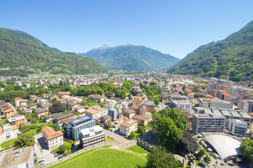 Aerial view of Bellinzona, Switzerland