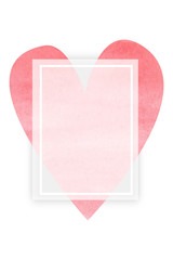 Pink watercolor hearts and place for text.