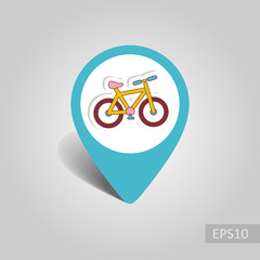 Fototapeta premium Bicycle pin map icon. Summer. Vacation