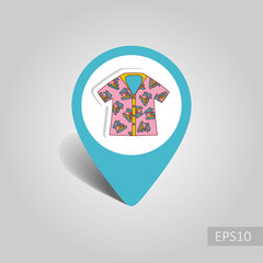 Hawaiian Shirt palm tree pin map icon. Vacation