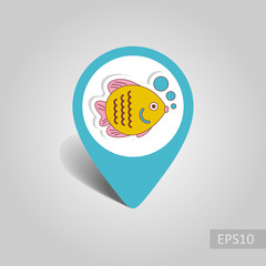 Fish pin map icon. Summer. Vacation