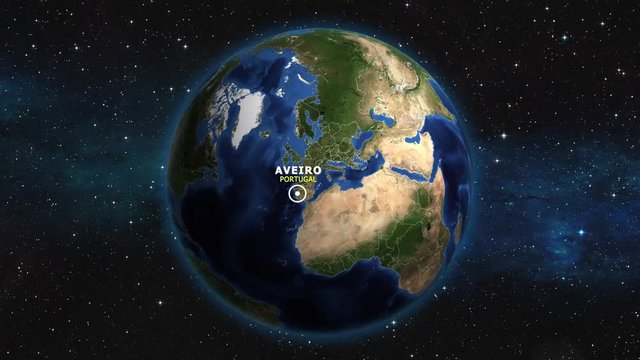 PORTUGAL AVEIRO ZOOM IN FROM SPACE