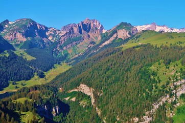 Fototapeta na wymiar Alp Sigel und Altmann, Alpstein, Ostschweiz