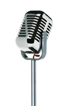 Vintage microphone isolated on white background