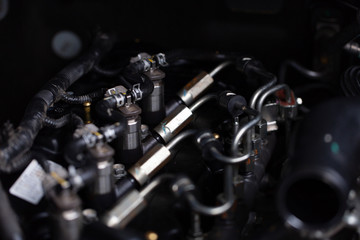 Obraz na płótnie Canvas Old engine block interior parts.