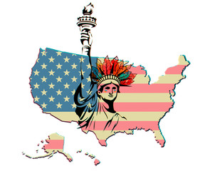 liberty apache united state america flag map background vector print