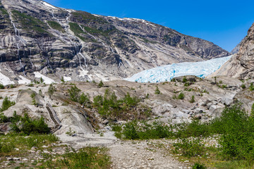 Fototapeta na wymiar Nigardsbreen. A glacier arm of the large Jostedalsbreen glacier. Jostedal, Norway.