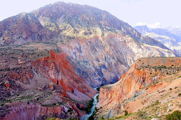 The Yaghnob River (Yaghnob Darya) in Ayni District of Sughd Region, Tajikistan. 
