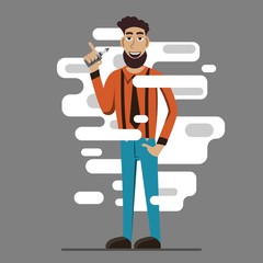 Vaping colored flat design with cartoon man