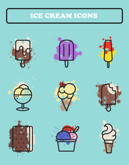 Ice cream icons set.