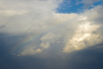 Fototapeta na wymiar a rainbow in the sky among the clouds