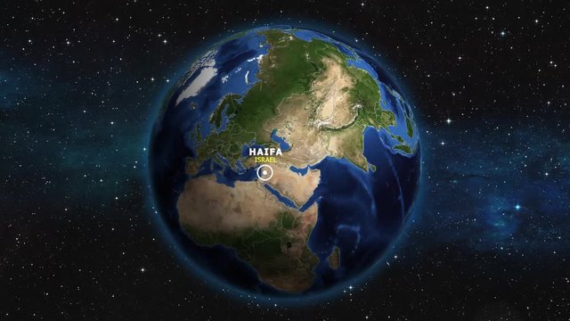 ISRAEL HAIFA ZOOM IN FROM SPACE