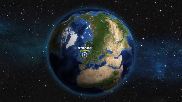 DENMARK VIBORG ZOOM IN FROM SPACE