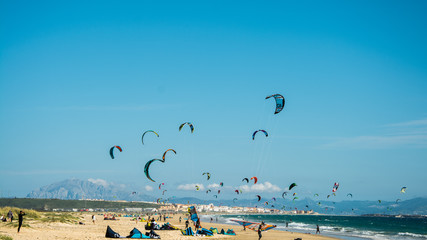Kiters in Tarifa beach