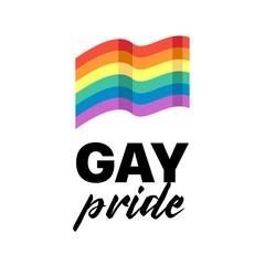 Gay pride rainbow flag. Flat vector illustration LGBT card