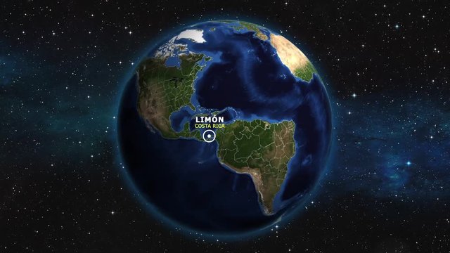 COSTA RICA LIMON ZOOM IN FROM SPACE