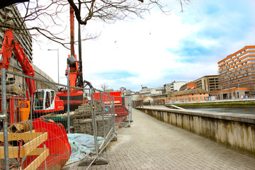 Geneva, Switzerland - March 30,2018: Building construction, special new technique for project of building