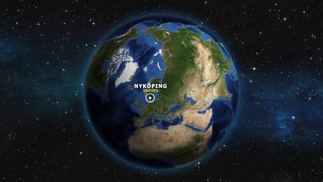SWEDEN NYKOPING ZOOM IN FROM SPACE