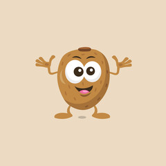 Illustration of cute decisive kiwi mascot isolated on light background. Flat design style for your mascot branding.