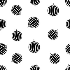 Seamless pattern with black watermelons on the white background