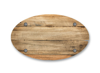 Wooden sign isolated on white background with clipping path.