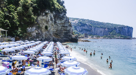 The beach on Amalfi Coast, Vico Equense. Italy